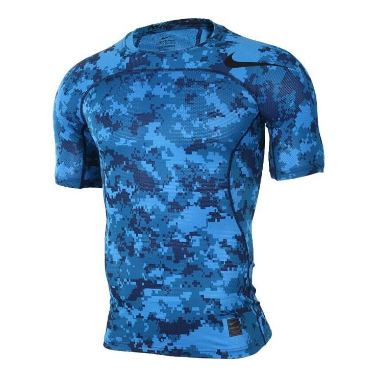 Men's Nike Camouflage Logo Slim Fit Sports Short Sleeve Blue T-Shirt 828177-457