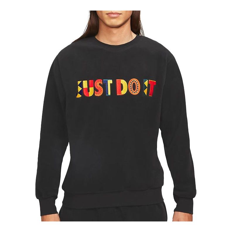 Nike Round Neck Multi-Color Embroidered logo Pullover Black CW1679-010