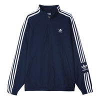 Men's adidas originals Logo Printing Side Classic Zipper Stand Collar Sports Jacket Autumn Blue HL2189