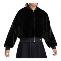 (WMNS) Nike Sportswear Reversible Faux Fur Bomber Jacket 'Black' FB8693-010
