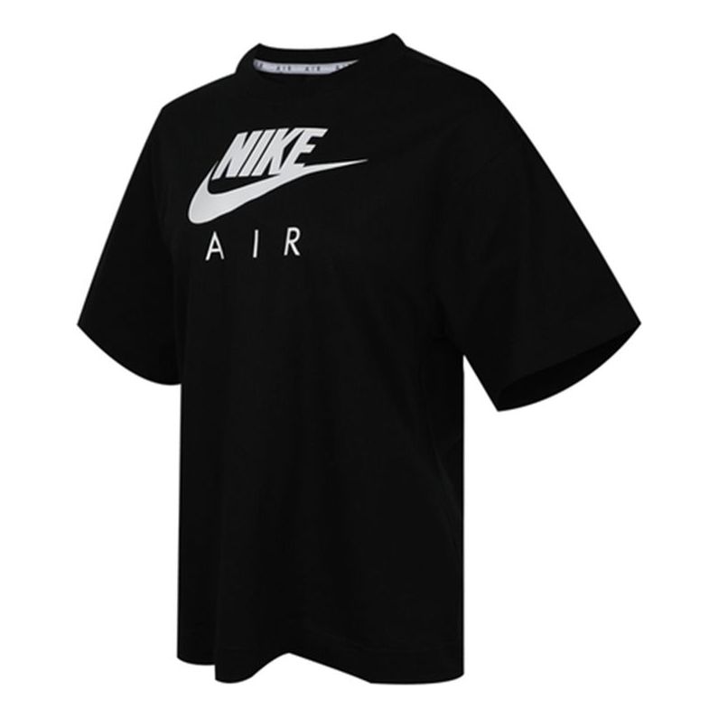 (WMNS) Nike Air Alphabet Logo Printing Sports Short Sleeve Black CJ3106-010