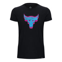 (WMNS) Under Armour Project Rock Underground Core T-Shirt 'Black Blue' 1382708-001