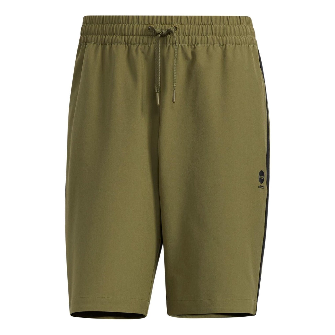 Men's adidas neo Logo Micro Mark Stripe Casual Woven Shorts Dark Olive Green HD4715