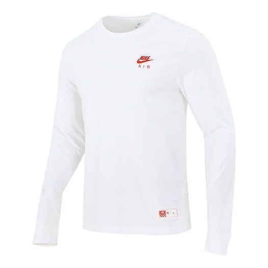 Men's Nike Sportswear Shoes Pattern Printing Sports Round Neck Long Sleeves White T-Shirt DJ1380-100