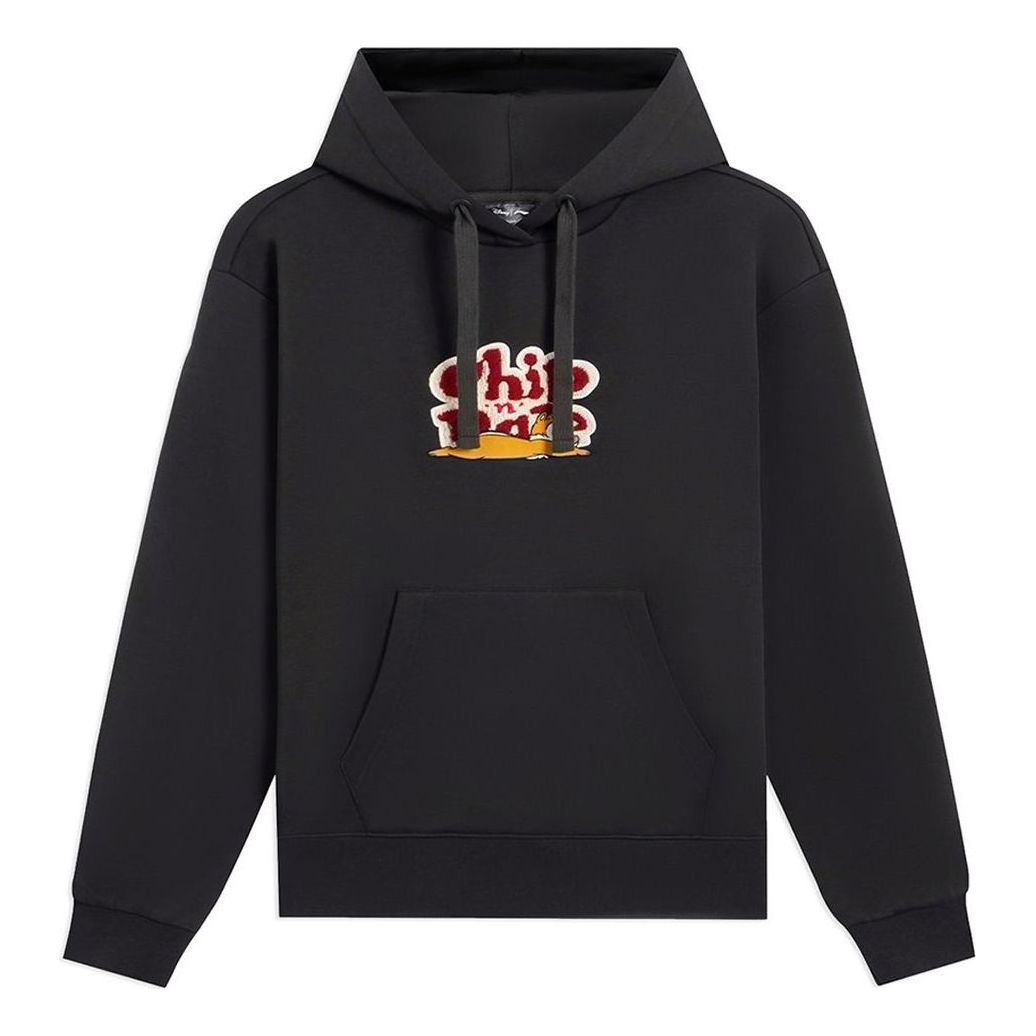 (WMNS) Li-Ning x Disney Chip 'n Dale Embroidered Logo Hoodie 'Black' AWDSG02-3