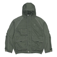 Men's adidas originals Ww Hooded Jkt Sports Embroidered Logo Cargo Solid Color Hooded Jacket Army Green HM8017