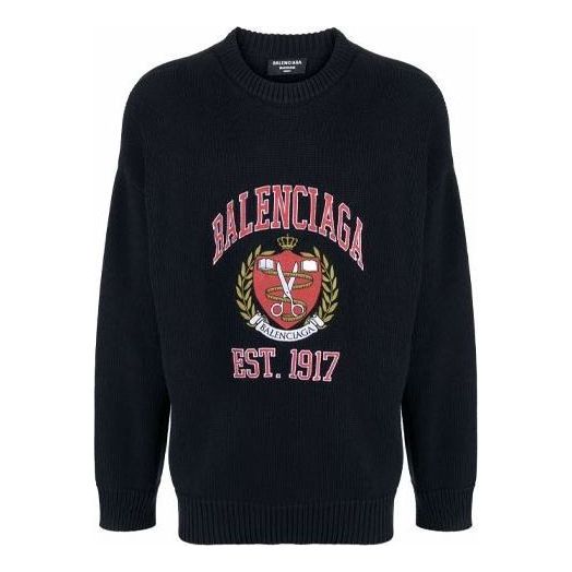 Balenciaga Est. 1917 College Logo Crewneck Sweater 'Black' 675267T32171000