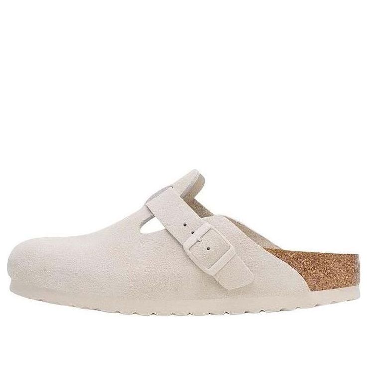 Birkenstock Boston Soft Footbed Suede Leather Narrow Fit Sandals 'Antique White' 1027693