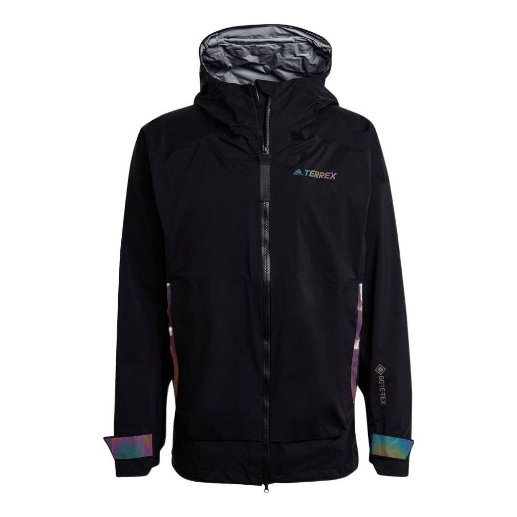 adidas Solid Color Logo Tee Stripe Casual Hooded Jacket Black GM4817