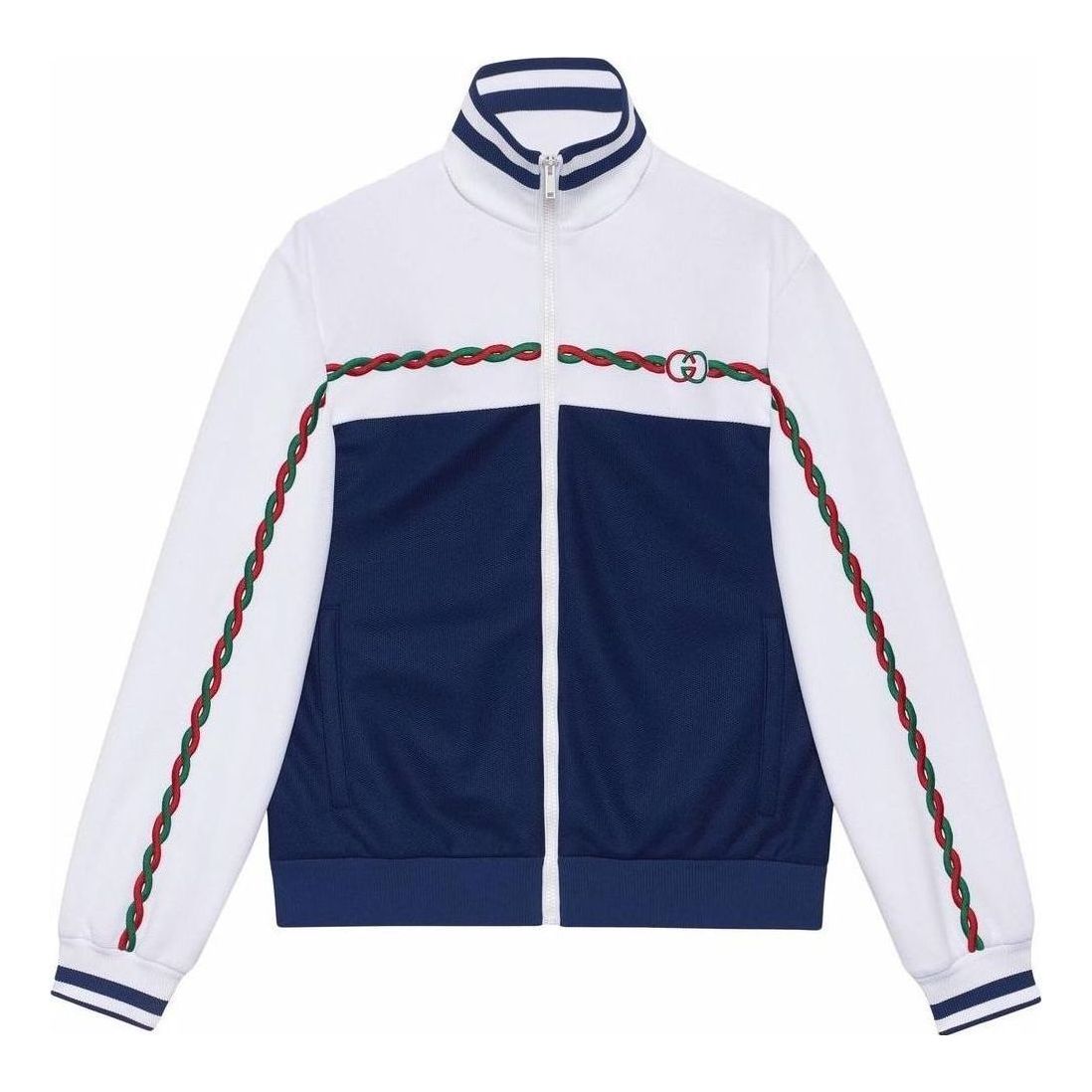 Gucci Interlocking G Polyester Pique Zip-Up Jacket 'Blue White' 692125-XJD7N-9219
