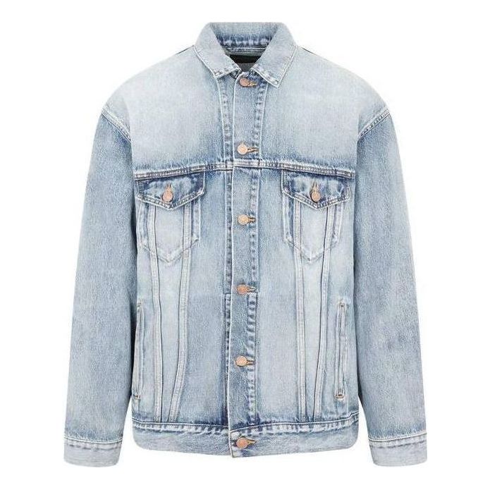 Balenciaga BB Sprayed Denim Jacket Large Fit 'Light Blue Yellow' 678354TDW143341