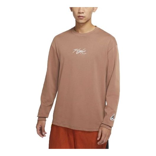 Air Jordan Flight Essentials Embroidered Alphabet Loose Round Neck Long Sleeves Brown T-Shirt DN4428-256