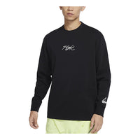 Air Jordan Flight Essentials Embroidered Alphabet Loose Round Neck Long Sleeves Black T-Shirt DN4428-010