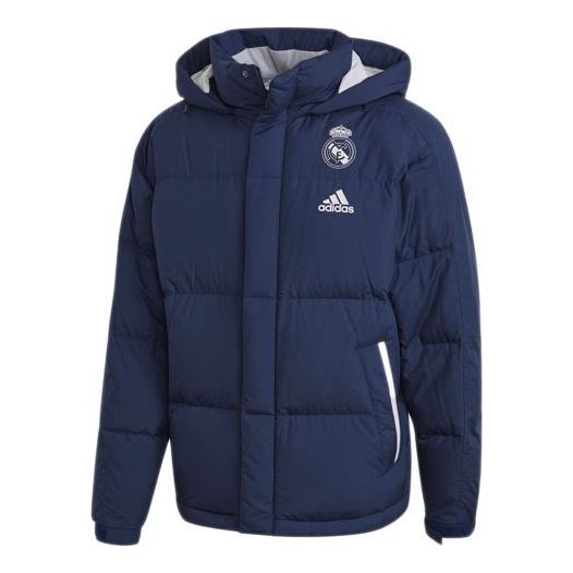 adidas Real SSP DW JKT Real Madrid Soccer/Football protection against cold Stay Warm Detachable hooded down Jacket Blue FQ3318