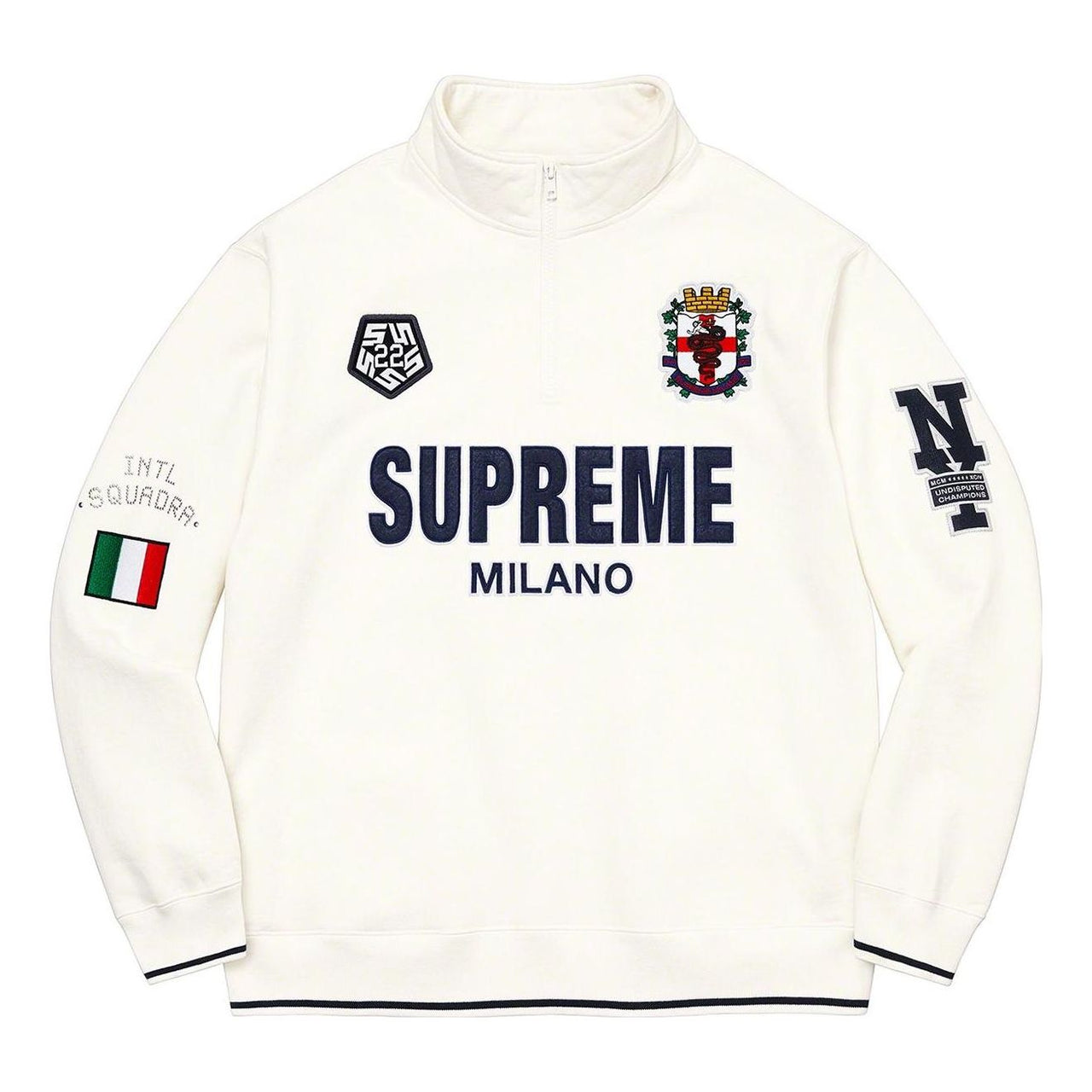 Supreme Milano Half Zip Pullover 'White Navy' SUP-FW22-566