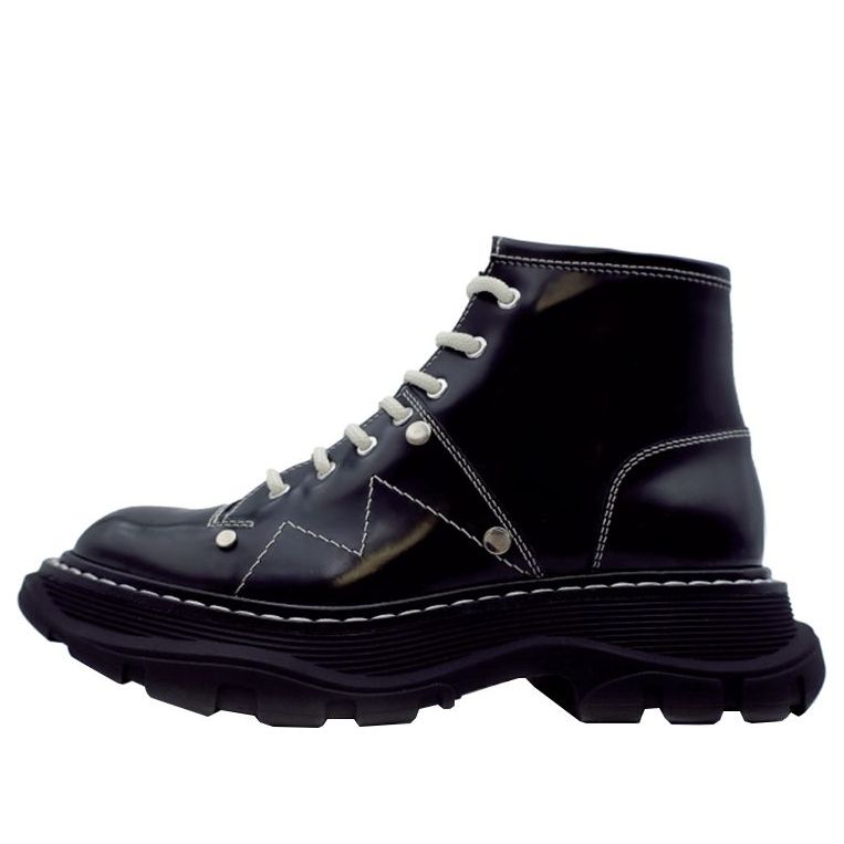 (WMNS) Alexander McQueen Tread Slick Boot 'Black Silver' 595469WHZ811090
