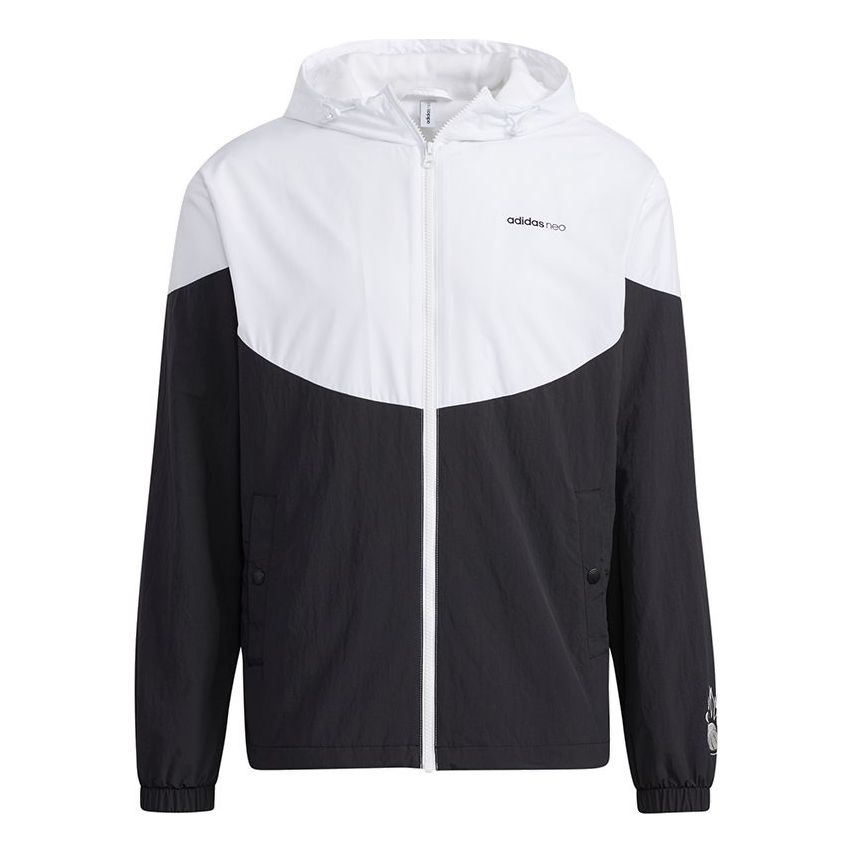 adidas neo Colorblock Zipper hooded track Jacket Black H08834