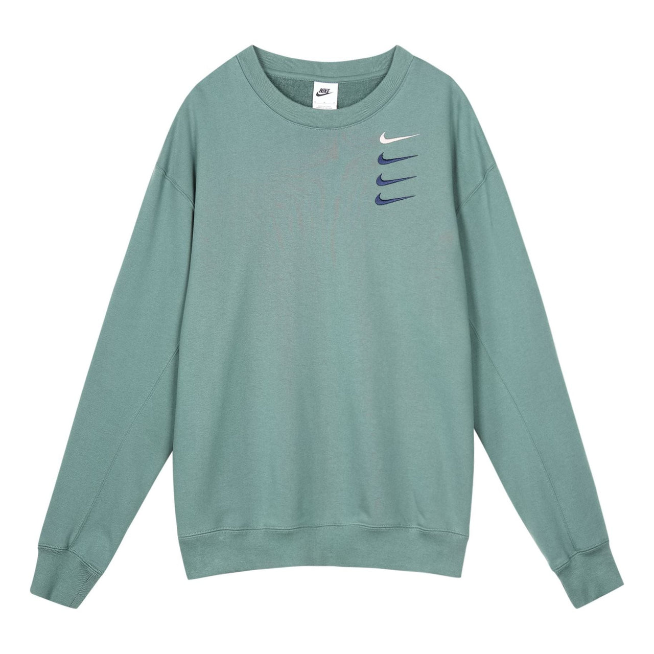Men's Nike French Terry Swoosh 4 Embroidered Round Neck Sports Pullover Autumn Green DB9408-387
