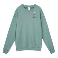 Men's Nike French Terry Swoosh 4 Embroidered Round Neck Sports Pullover Autumn Green DB9408-387