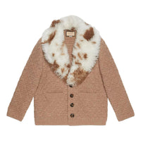 Gucci Wool Knit Coat With Shearling Collar 'Neutrals' 706756-XKCKM-2602