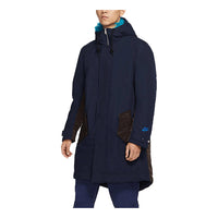 Men's Nike Sportswear Therma-Fit White Space Back Large Logo Printing Colorblock Mid-Length Hooded Jacket Blue DD6776-451
