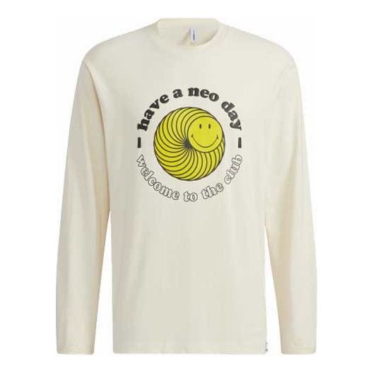 adidas neo x Smiley Crossover Smiling Face Printing Sports Long Sleeves White H45536