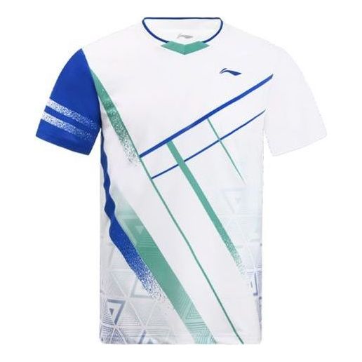 Li-Ning Badminton Series Quick Dry T-Shirt 'White Blue' AAYS071-1