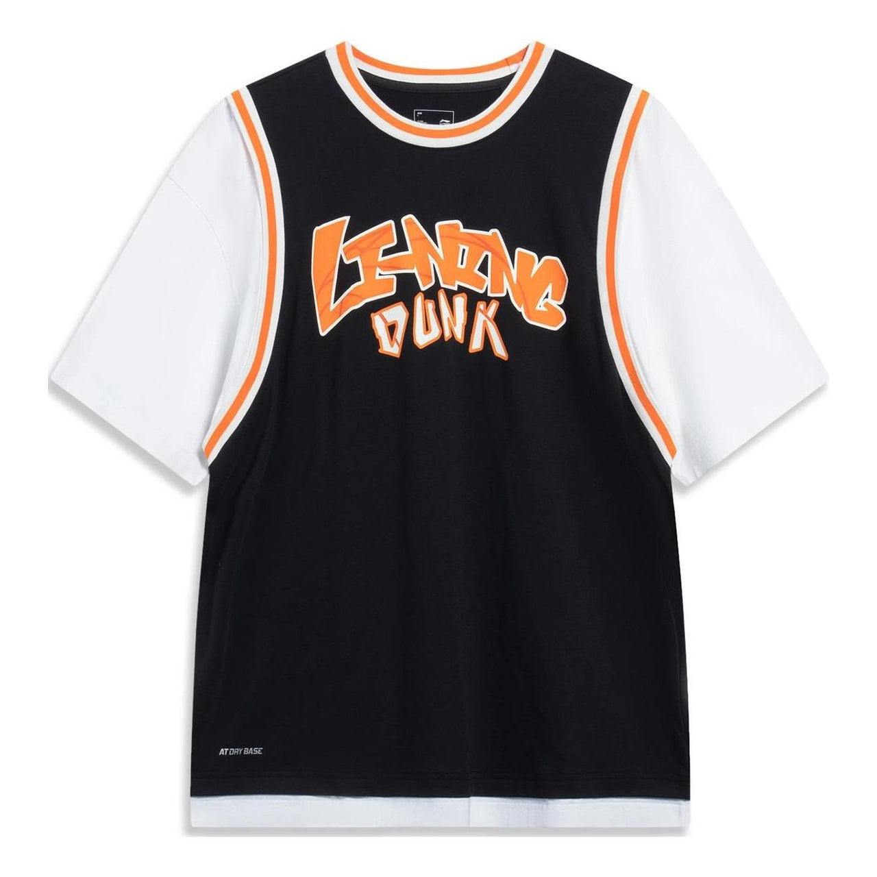 Li-Ning Hoops Graphic Faux Two Piece T-shirt 'Black White' AHST573-1