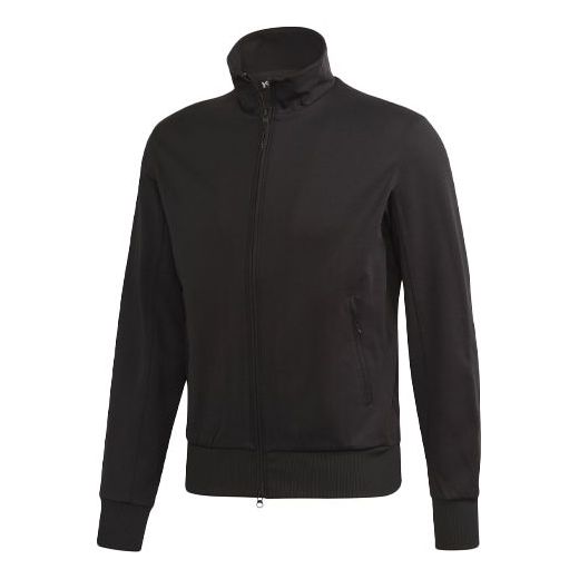 Men's Y-3 Printing Logo Stand Collar Zipper Long Sleeves Jacket Black FN3376