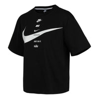 (WMNS) Nike Logo Printing Loose Round Neck Short Sleeve Black DJ1128-010