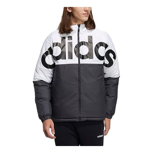 adidas neo Colorblock Large Logo Sports Reversible Down Jacket Black H45282