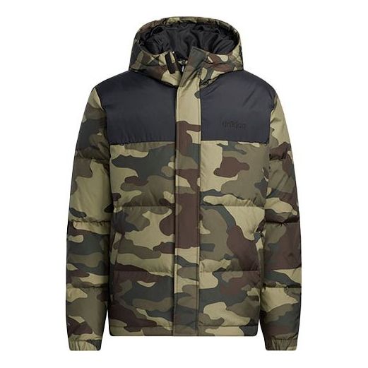 adidas neo M Dwn Camo Puff Camouflage Colorblock Sports With Down Feather Jacket Camouflage H45238