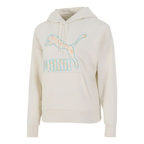 (WMNS) PUMA Logo Floral Graphic Hoodie 'Beige' 533214-73