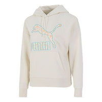 (WMNS) PUMA Logo Floral Graphic Hoodie 'Beige' 533214-73