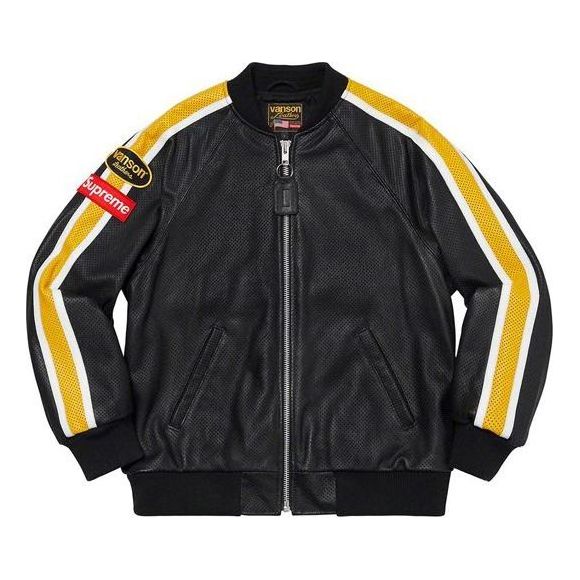 Supreme x Vanson Leathers Perforated Bomber Jacket 'Black Yellow' SUP-SS20-211