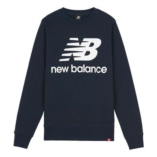 New Balance Essentials Stacked Logo Crew Sweatshirt 'Navy White' AMT03560-ECL