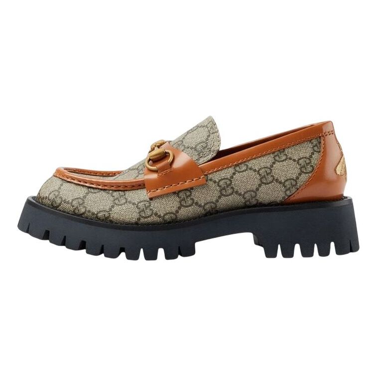 (WMNS) Gucci GG Canvas Platform Loafers Horsebit 'Brown Leather' 723283-FAA0Q-9790