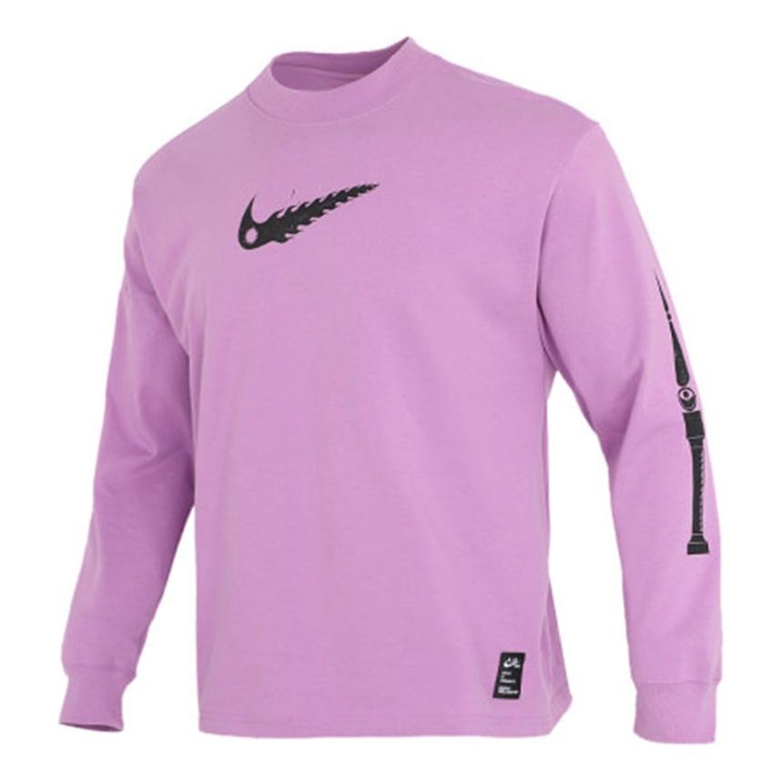 Men's Nike Totem Printing Breathable Casual Sports Pullover Long Sleeves Purple T-Shirt DB9260-591