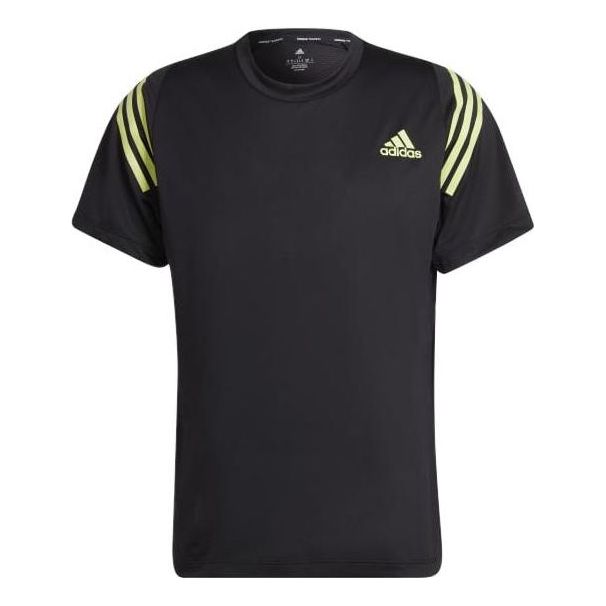 Men's adidas Stripe Logo Round Neck Short Sleeve Black HC2760