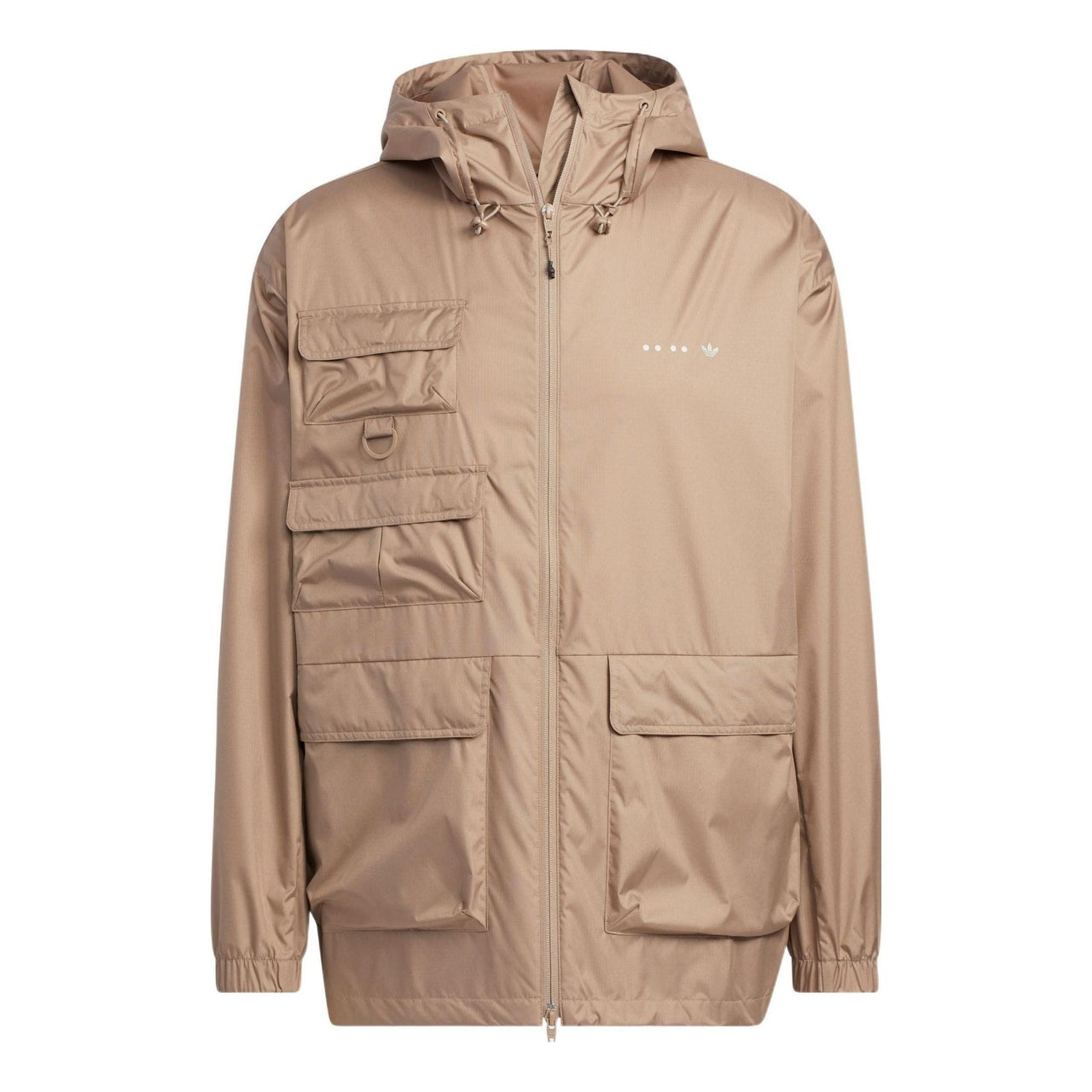 Men's adidas originals Solid Color Zipper Multiple Pockets Long Sleeves Jacket Autumn Brown HS2026