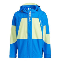 adidas originals Logo Printing Colorblock Woven Sports Hooded Jacket Blue H07079