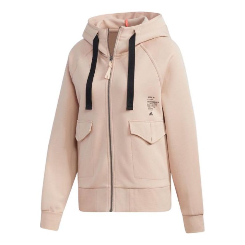 (WMNS) adidas Alphabet Print Zip Up Hoodie 'Pink' HG1783