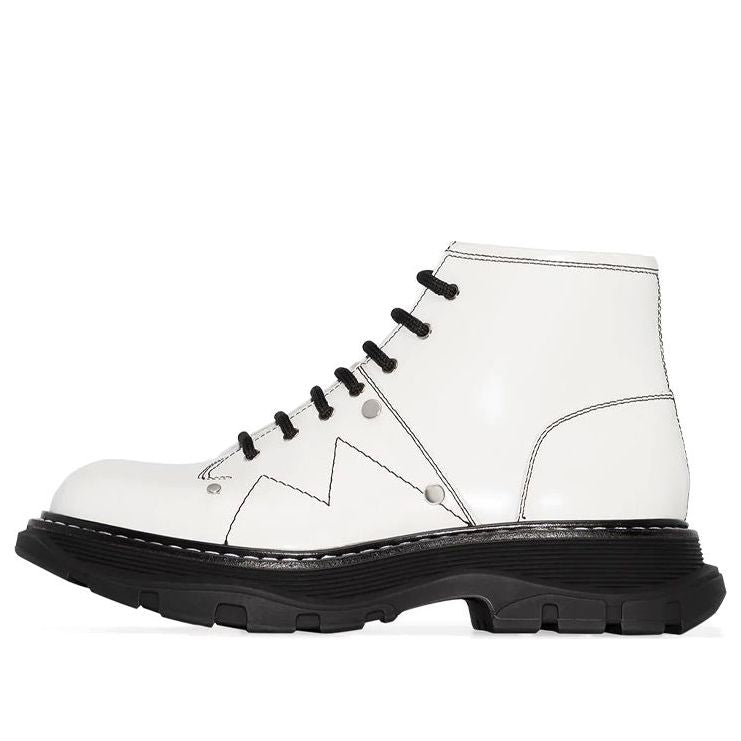 (WMNS) Alexander McQueen Tread Lace Up Leather Boots 'White' 595469WHZ819089