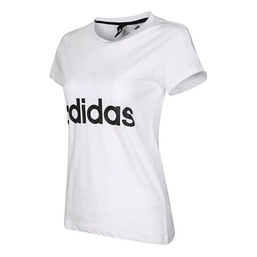 (WMNS) adidas Classic Large logo Printing Short Sleeve White S97214