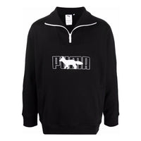 PUMA x Maison Kitsun Half Zip Sweater 'Black White' 532322-01