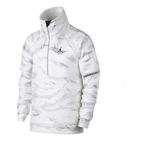 Air Jordan Half Zipper Basketball Fleece Lined Sports White Camouflage AH6164-121