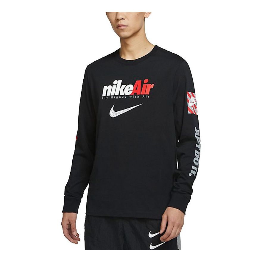 Nike Air Logo Printing Sports Breathable Long Sleeves Black DJ1416-010