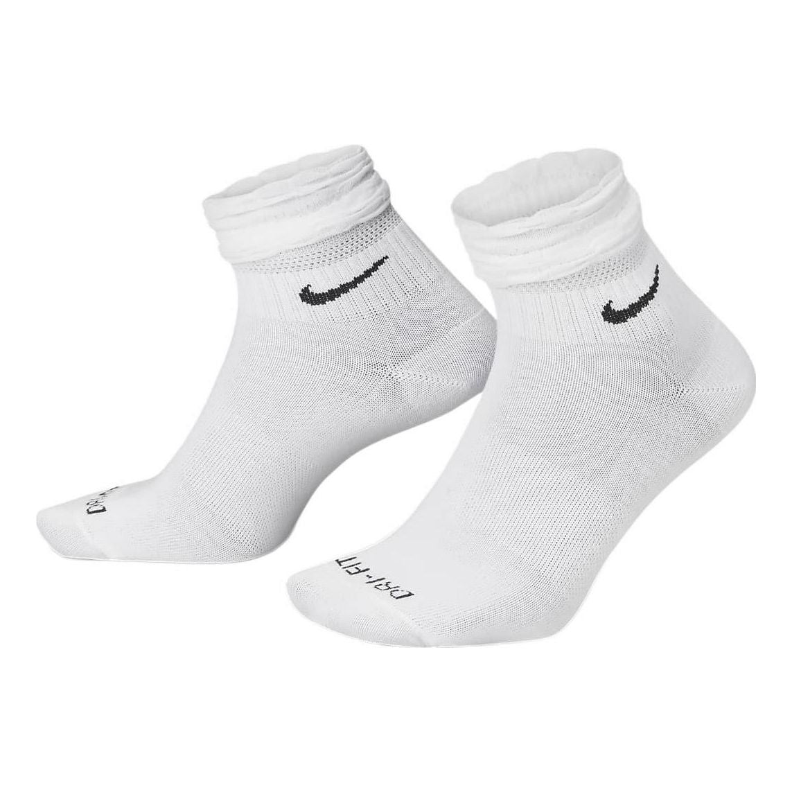 Nike Solid Color Logo Quick Dry Athleisure Casual Sports Knit Socks Unisex 2 Pairs White DH5485-100