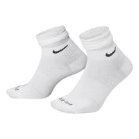 Nike Solid Color Logo Quick Dry Athleisure Casual Sports Knit Socks Unisex 2 Pairs White DH5485-100