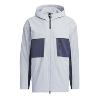 Men's adidas Solid Color Hooded Zipper Jacket Deep Navy Blue HE5134